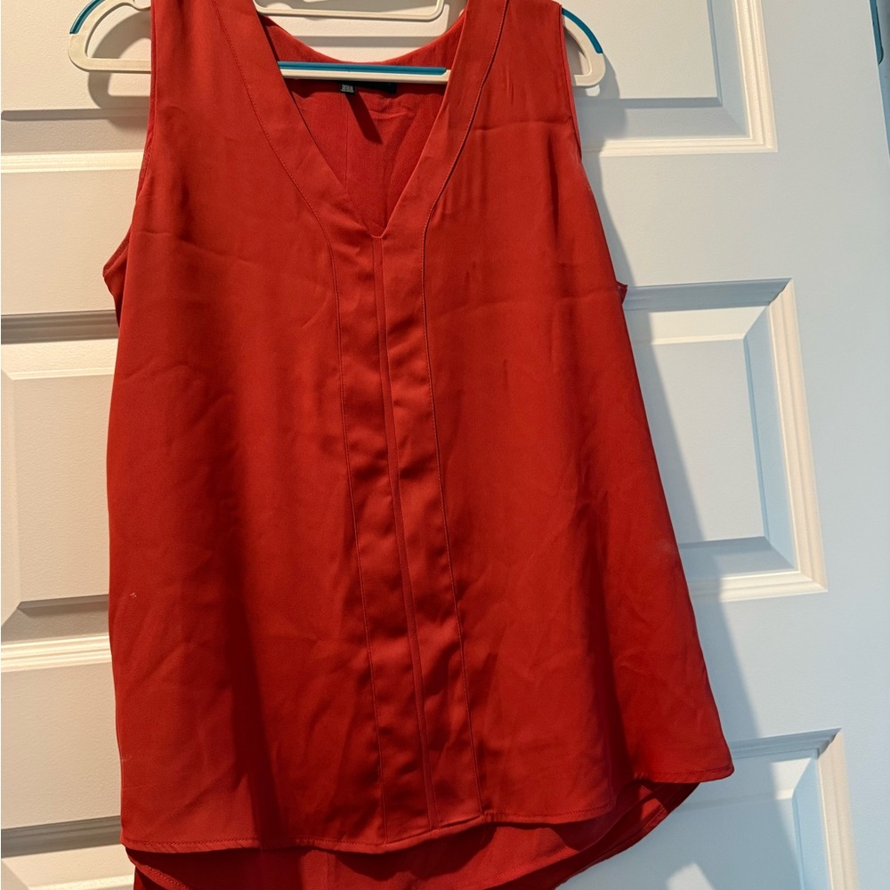 White House Black Market V-Neck Red Blouse